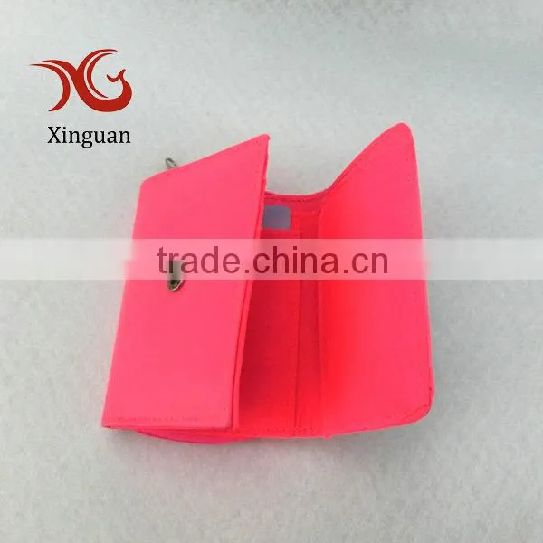 Pink PU leather women purse with cute decoration