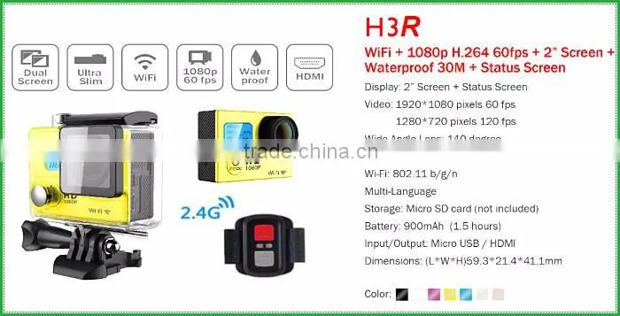 Original H3R 4K Action Camera + Wifi +2 Inch Sport DV Full HD 1080P