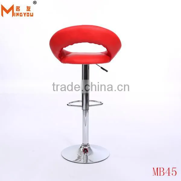 blue pu leather chrome finished swivel bar chairs