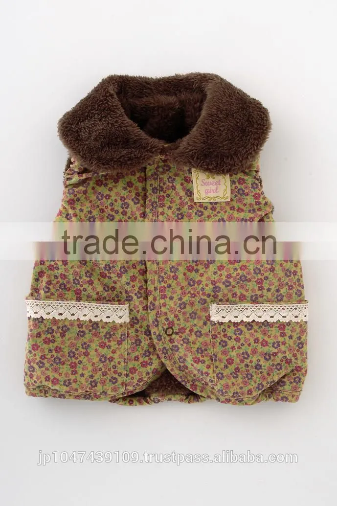 Japanese wholesale products high quality cute cheap baby winter clothes vest for girl