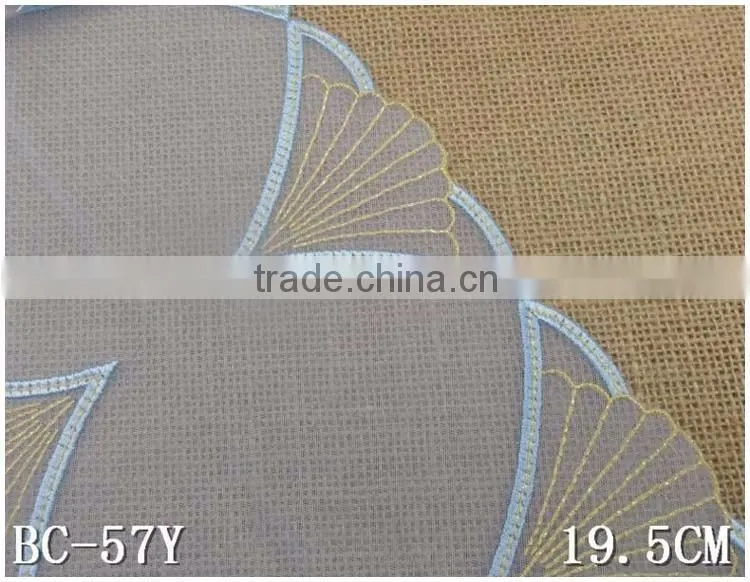 Nylon Net Cloth Gold thread Laces Red 7.28" Non-Strech Soft Warp Knitted lace embroidery in stock