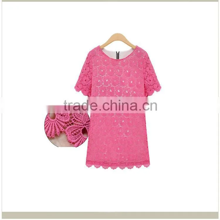 Ladies' Fashion Lace Summer Dress with flowers patten