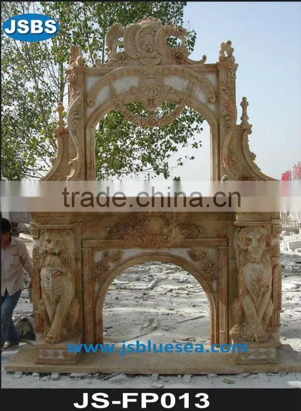 Hand carved stone fireplace surround