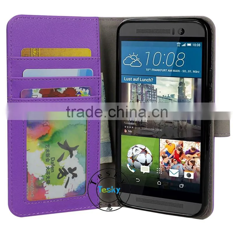 Wallet style leather case for htc one m9, case cover skin for htc m9