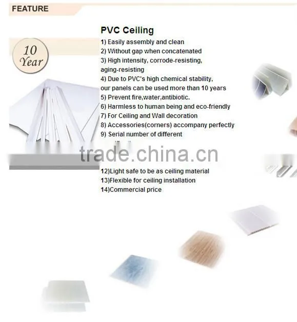 Plastic Interior Material hot stamping pvc ceiling