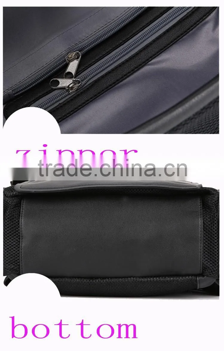 Fashion black pu coted canvas high quality school backpack bags
