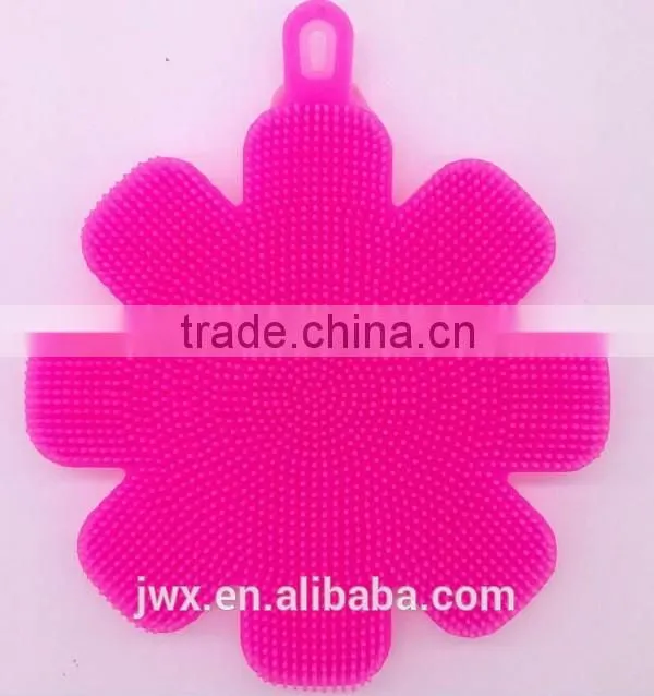 Orange soft silica body washing brush with flower shape