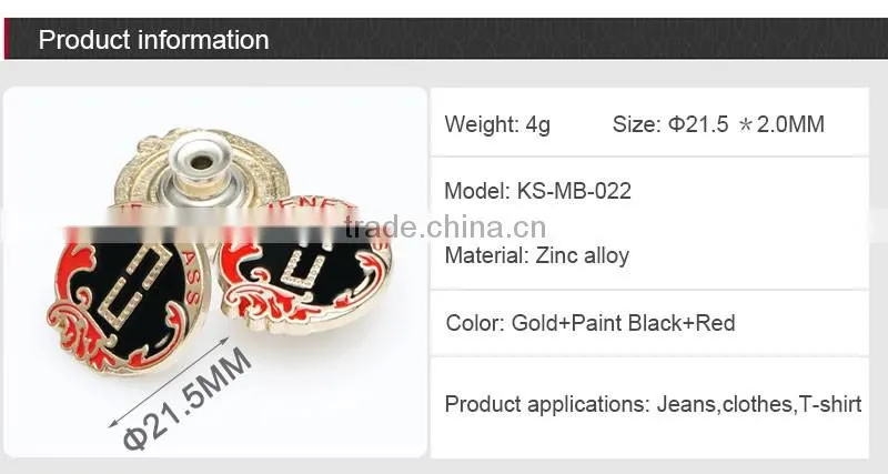 Engraved Logo With Colors Custom Metal Shank Button