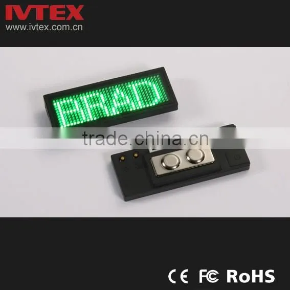 Digital Blue Rechargeable Battery Backup digital LED Display / LED name badge / Mini name card