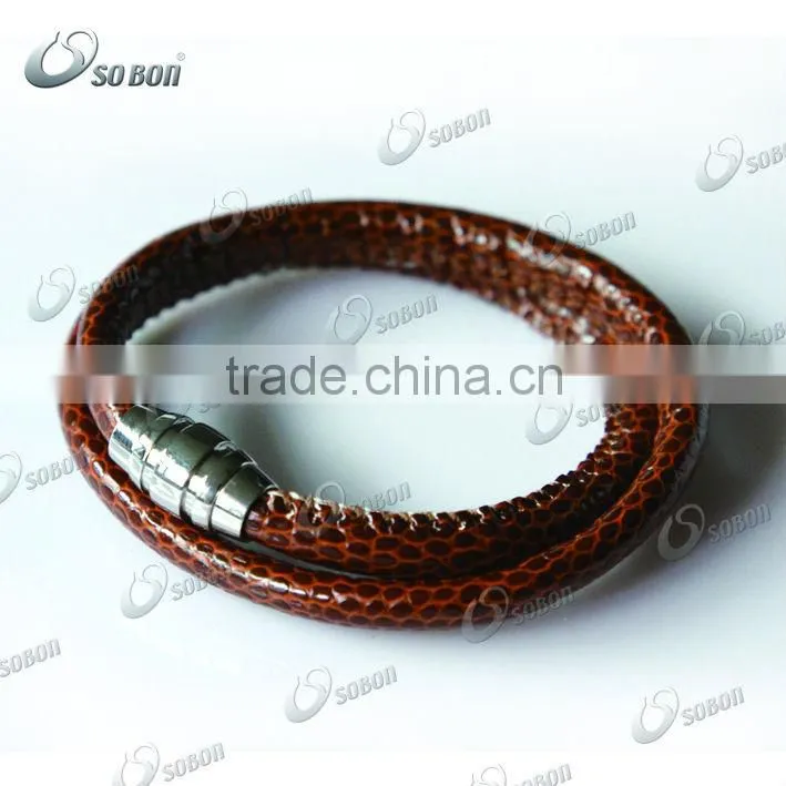 Fashion Jewellry Stainless Steel PU Leather Bracelet with Heart Charm