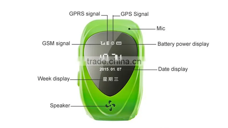 wrist watch wearable gps tracker for kids with SOS panic button, GPS+LBS, android and iOS app and long standby time