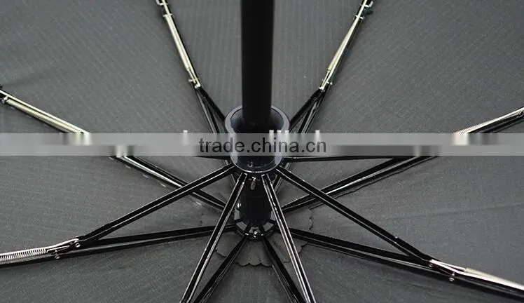 Customized 21" 8 ribs 3 fold polyester sun rain business windproof umbrella