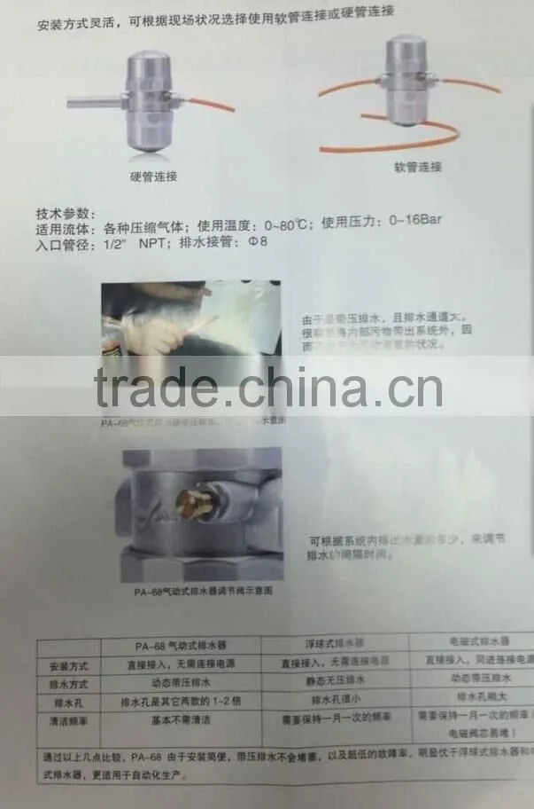 Drain valve PA-68 auto drain trap air compressor part Portable Wireless air compressor part