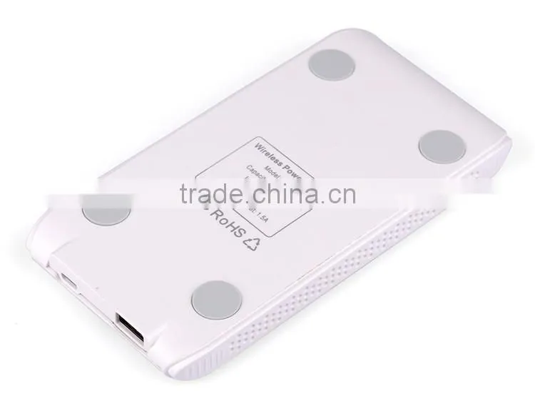 Portable qi wireless charger power bank with 2 usb port for Samsung galaxy s6