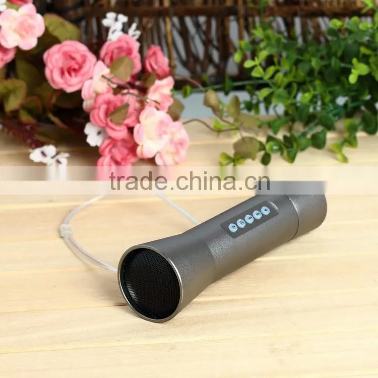 2016 New power bank speaker with flashlight, FM radio, Alarm support USB, TF card