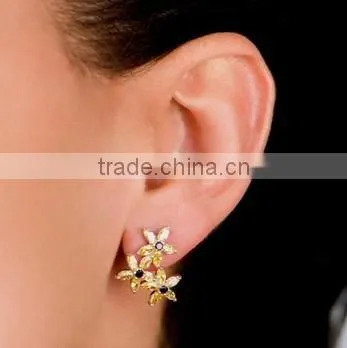 JINSE Flower Cluster Stud Earrings - Canary