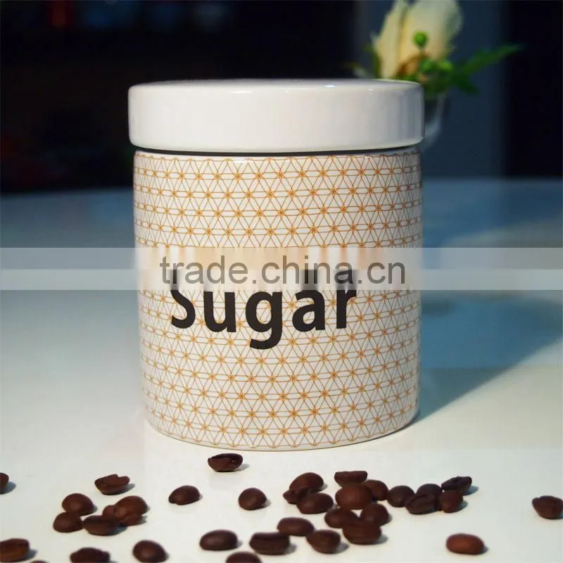 S/3 Round white ceramic canister