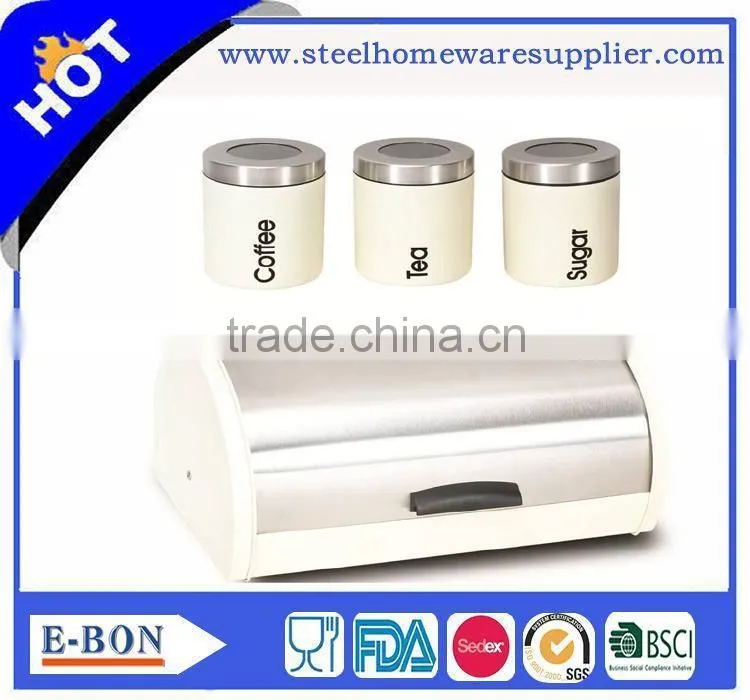 High quality stainless steel bread box and canister set
