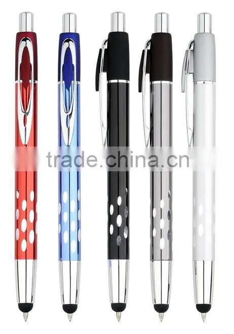 fashion Color 2 in 1 ball pen stylus touch pen ,plastic ball pen,promotional pen