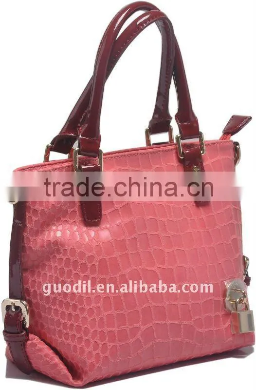 Classical Name brand Lady PU fuchsia red handbags