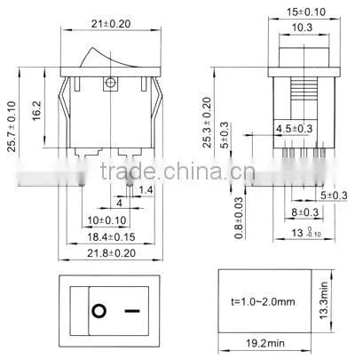 4 pin right angle rocker switch KCD1-104R