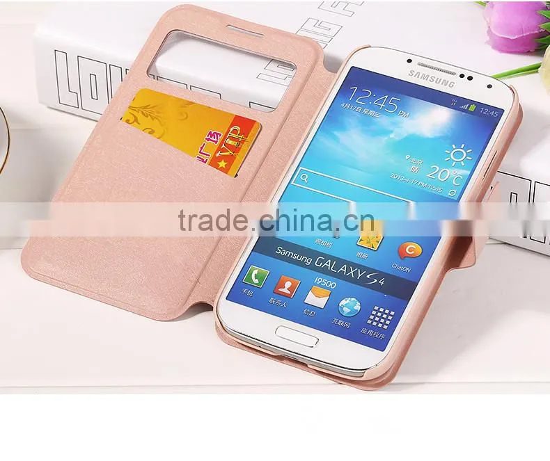Single Open Window View Design Magnetic Buckle Leather Flip Case For Samsung