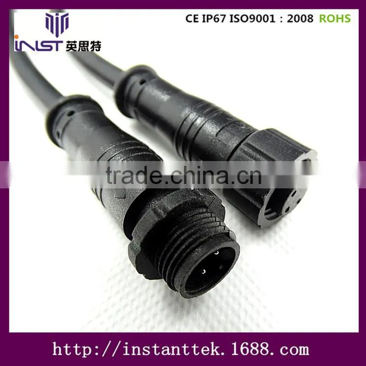 INST M12 90 degree 3pin waterproof connector