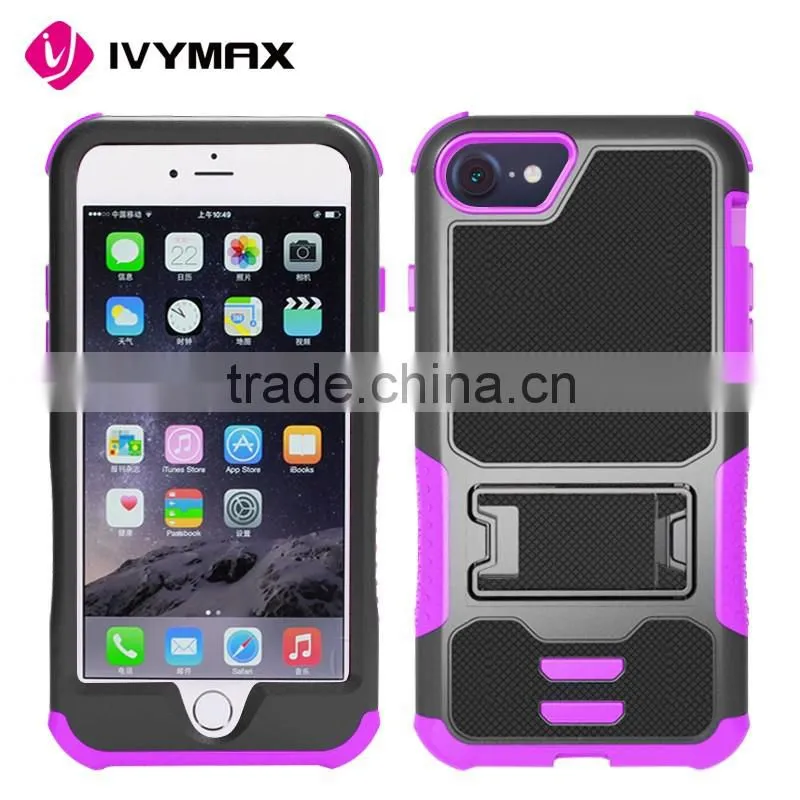 Low MOQ hard sheild armor combo back cover case with kickstand for apple iphone 7 wholesale cell phone case