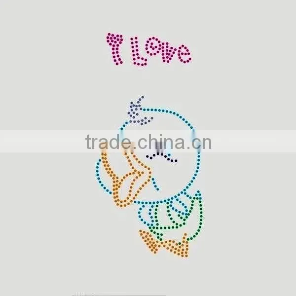 Lovely cartoon iron on rhinestone appliques of clothing accessories