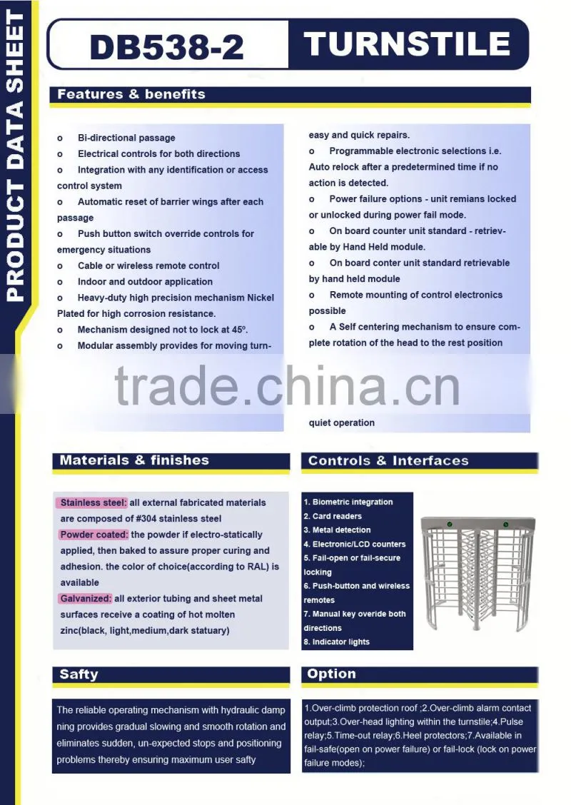 Brand New Barrier Gate Full Height Barcode Turnstile Gate for Access Control
