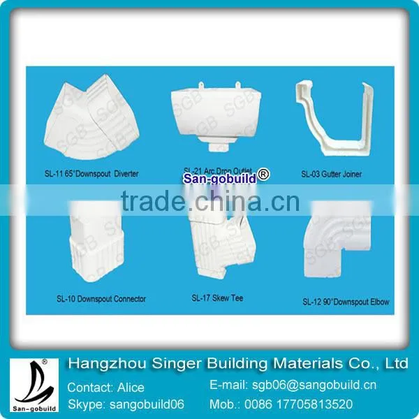 Kenya Hot Sale square type various color PVC rain gutter system for roof drainage system