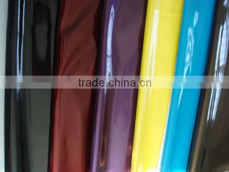 faux shiny pu leather for bag with T/C stretch backing