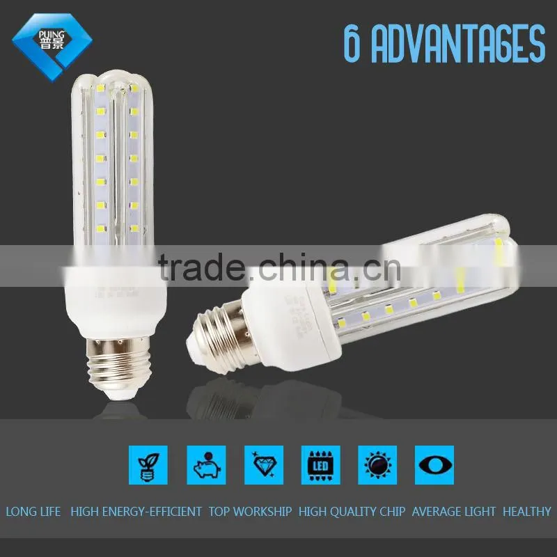 Warm white cool white 3U energy saving lamp e27 cfl with clear glass housing
