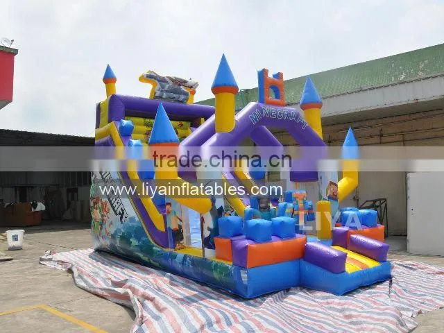 inflatable mine craft bouncer slide