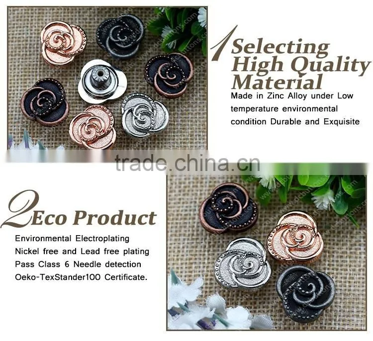 Fancy Jeans Alloy Shank Button With Rubber Core,Black Shank Buttons