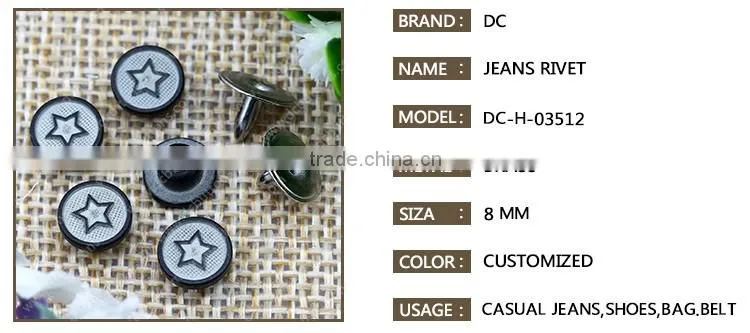 Fashion Jeans Metal Denim Rivets Black Rivet