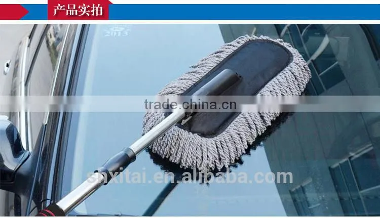 Long handle water flow brush, car cleaning brush with telescopic long handle and soft bristle, window glass cleaning tube brush