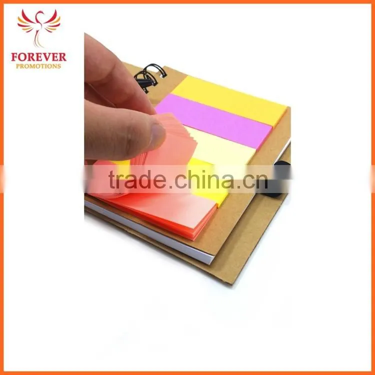 Eco Recycled Sticky Notebook With Magnet Closure Custom Logo 80 Sheets White Paper Spiral Binding