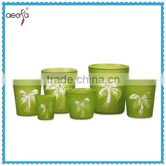 Electroplate Surface Handling Glass Table Flower Pots