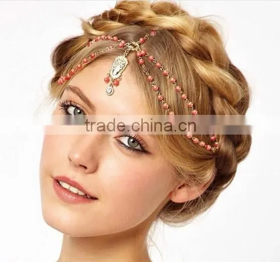Women Fashion Vintage Gothic Luxury Rhinestone Head Chain Jewelry Headband Head Piece Hair band