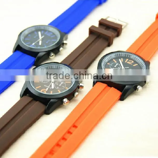 Multicolor silicon wristband japan quartz waterproof sport chrono watch men chronograph