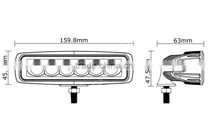 Hot 6.3 inch 18 led work light for 4x4 marine use