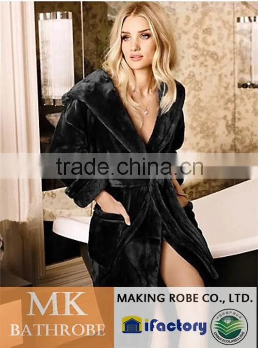 Ladies Hooded Luxury Fleece Dressing Gown