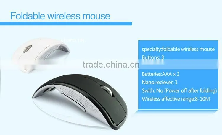 black desktop usb folding wireless mouse