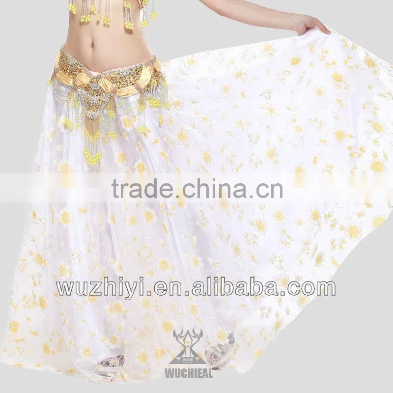 Wuchieal Cheap Belly Dancing Side-Opening Skirt with Stamping and Printing
