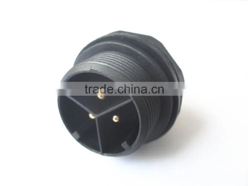 LLT 3 pin threaded lock rear panel mount waterproof screw connector