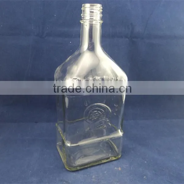 wholesale engraving square liquor glass bottles, glass wine bottles
