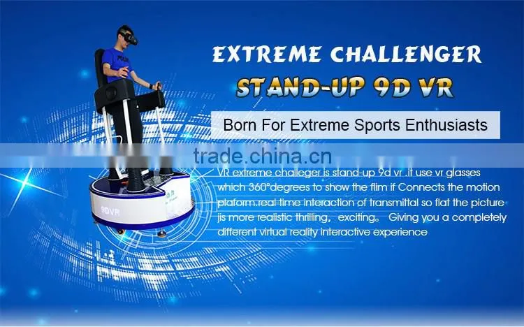 9d vr standing up simulator with 1 seat with flight simulator motion platform
