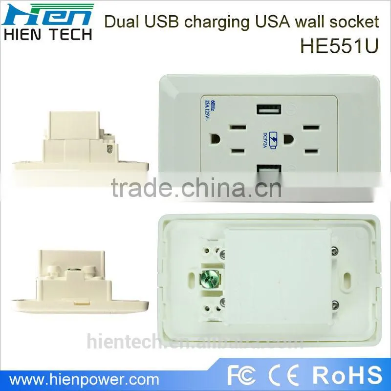 usb wall socket us, USB scoket 5v 1a with USB port socket