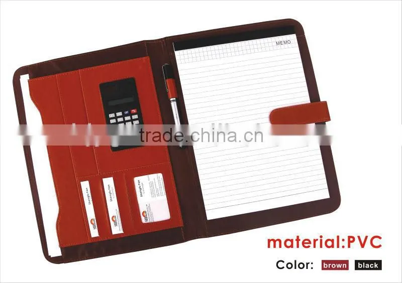 34*25cm with Calulator Red / Blue Color PVC Agenda/Notebook.